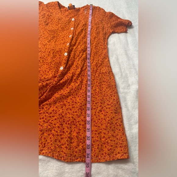 Vintage Y2K Orange Cottagecore Scoop Neck Coquette Mini Romper - Picture 11 of 13